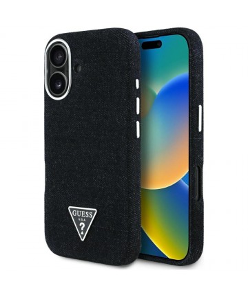 Guess Denim Triangle Logo MagSafe case for iPhone 16 - black