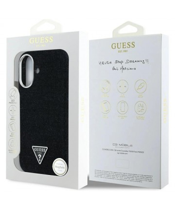 Guess Denim Triangle Logo MagSafe case for iPhone 16 - black