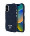 Guess Denim Triangle Logo MagSafe iPhone 16 Case - Blue