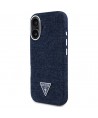 Guess Denim Triangle Logo MagSafe iPhone 16 Case - Blue