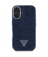 Guess Denim Triangle Logo MagSafe iPhone 16 Case - Blue