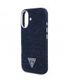 Guess Denim Triangle Logo MagSafe iPhone 16 Case - Blue