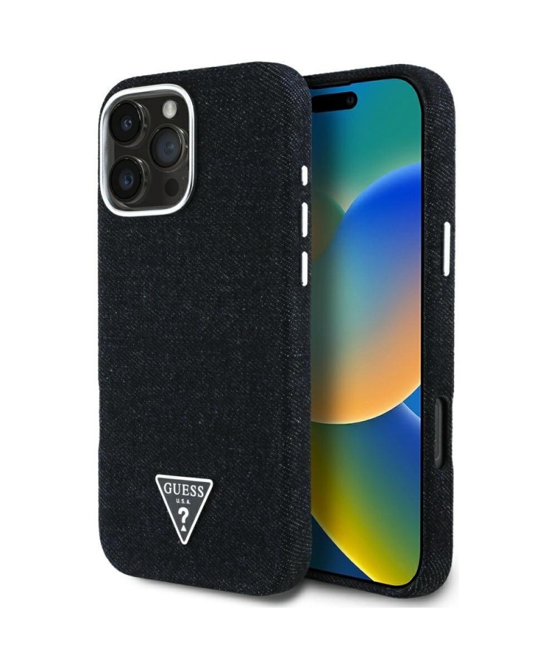 Guess Denim Triangle Logo MagSafe case for iPhone 16 Pro - black