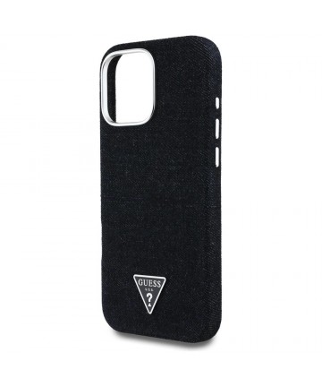 Guess Denim Triangle Logo MagSafe iPhone 16 Pro Max Case - Black