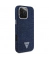 Guess Denim Triangle Logo MagSafe iPhone 16 Pro Case - Blue