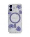 Guess Resin Flowers Glitter MagSafe case for iPhone 16 - purple