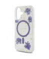Guess Resin Flowers Glitter MagSafe case for iPhone 16 - purple