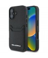 Karl Lagerfeld HC Grained PU Cardslot Metal Elong iPhone 16 Case - Black