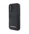Karl Lagerfeld HC Grained PU Cardslot Metal Elong iPhone 16 Case - Black
