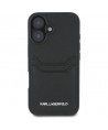 Karl Lagerfeld HC Grained PU Cardslot Metal Elong iPhone 16 Case - Black