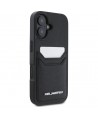 Karl Lagerfeld HC Grained PU Cardslot Metal Elong iPhone 16 Case - Black