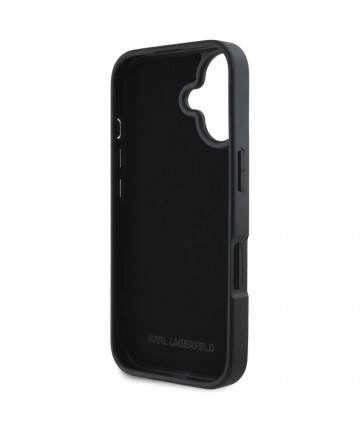 Karl Lagerfeld HC Grained PU Cardslot Metal Elong iPhone 16 Case - Black