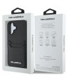 Karl Lagerfeld HC Grained PU Cardslot Metal Elong iPhone 16 Case - Black