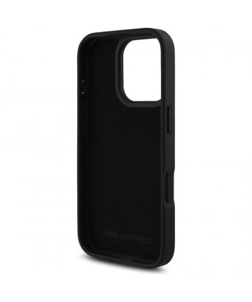 Karl Lagerfeld HC Grained PU Cardslot Metal Elong iPhone 16 Pro Case - Black