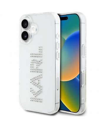 Karl Lagerfeld IML Rhinestones Logo iPhone 16 Case - Transparent
