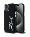 Karl Lagerfeld Silicone Metal Script Logo iPhone 15 Case - Black