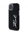 Karl Lagerfeld Silicone Metal Script Logo iPhone 15 Case - Black