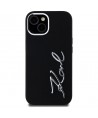 Karl Lagerfeld Silicone Metal Script Logo iPhone 15 Case - Black