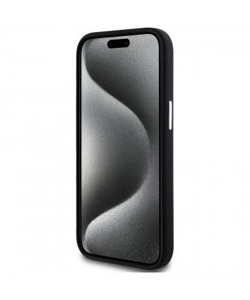 Karl Lagerfeld Silicone Metal Script Logo iPhone 15 Case - Black