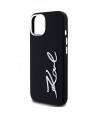 Karl Lagerfeld Silicone Metal Script Logo iPhone 15 Case - Black