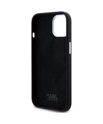 Karl Lagerfeld Silicone Metal Script Logo iPhone 15 Case - Black