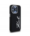 Karl Lagerfeld Silicone Metal Script Logo iPhone 15 Pro Max Case - Black
