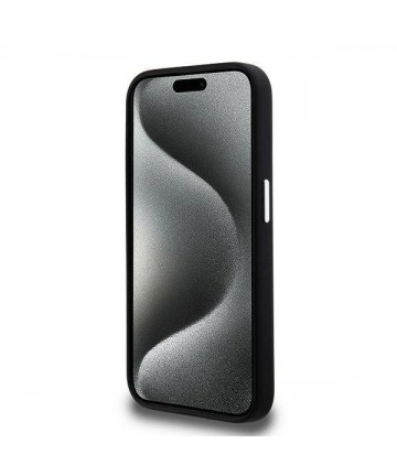 Karl Lagerfeld Silicone Metal Script Logo iPhone 15 Pro Max Case - Black