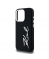 Karl Lagerfeld Silicone Metal Script Logo iPhone 15 Pro Max Case - Black