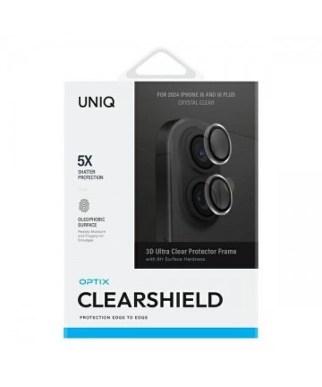 Uniq Optix Clear Camera Lens Protector iPhone 16 / 16 Plus with Applicator - Clear Black