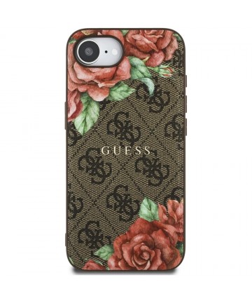 Guess 4G Flowers Print MagSafe case for iPhone 16e - brown