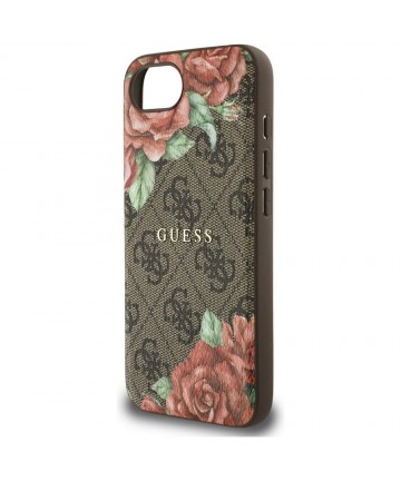 Guess 4G Flowers Print MagSafe case for iPhone 16e - brown