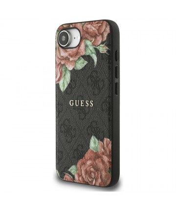 Guess 4G Flowers Print MagSafe case for iPhone 16e - black