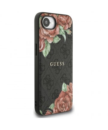 Guess 4G Flowers Print MagSafe case for iPhone 16e - black