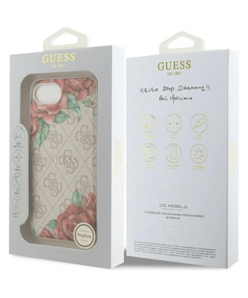 Guess 4G Flowers Print MagSafe iPhone 16e Case - Pink
