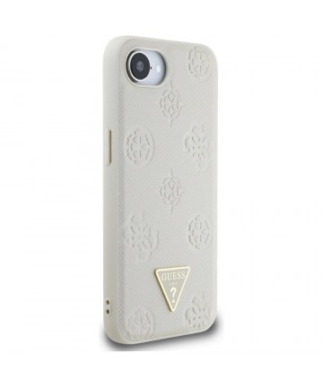 Guess Grained Hot Stamp Peony Triangle Logo MagSafe case for iPhone 16e - beige