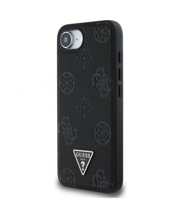 Guess Grained Hot Stamp Peony Triangle Logo MagSafe Case for iPhone 16e - Black