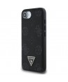 Guess Grained Hot Stamp Peony Triangle Logo MagSafe Case for iPhone 16e - Black