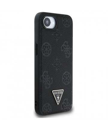 Guess Grained Hot Stamp Peony Triangle Logo MagSafe Case for iPhone 16e - Black