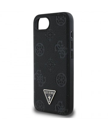 Guess Grained Hot Stamp Peony Triangle Logo MagSafe Case for iPhone 16e - Black