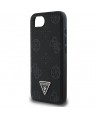 Guess Grained Hot Stamp Peony Triangle Logo MagSafe Case for iPhone 16e - Black