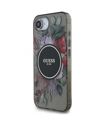 Guess IML Flowers MagSafe iPhone 16e Case - Black