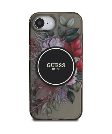 Guess IML Flowers MagSafe iPhone 16e Case - Black