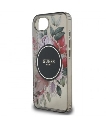 Guess IML Flowers MagSafe iPhone 16e Case - Black