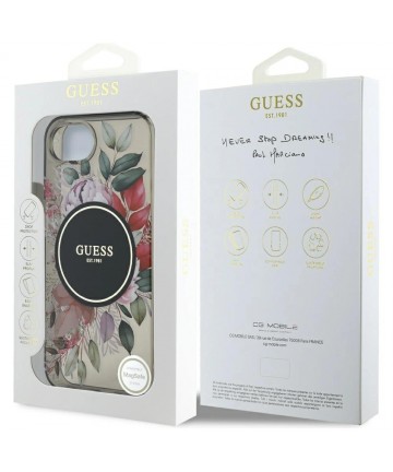 Guess IML Flowers MagSafe iPhone 16e Case - Black