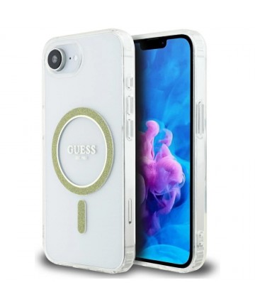 Guess IML Glitter Circle MagSafe iPhone 16e Case - Clear
