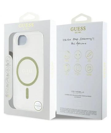 Guess IML Glitter Circle MagSafe iPhone 16e Case - Clear