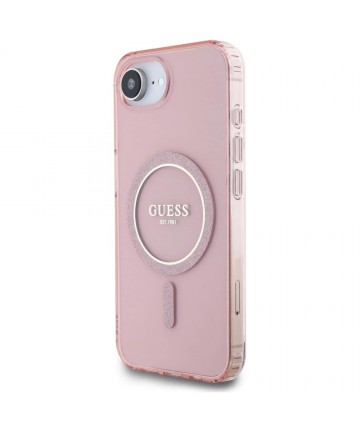 Guess IML Glitter Circle MagSafe case for iPhone 16e - pink