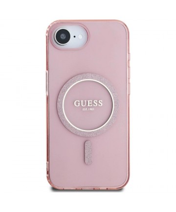Guess IML Glitter Circle MagSafe case for iPhone 16e - pink