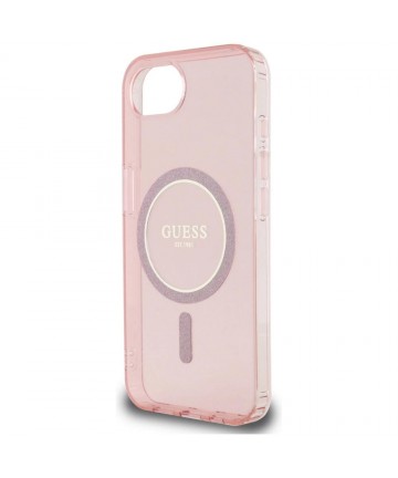 Guess IML Glitter Circle MagSafe case for iPhone 16e - pink