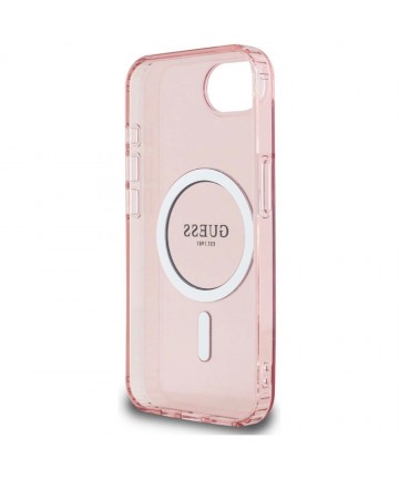 Guess IML Glitter Circle MagSafe case for iPhone 16e - pink